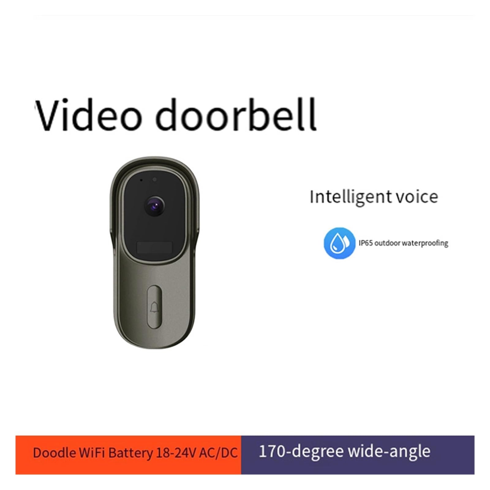 Sonnette vidéo, Interphone vidéo Wi-FI Tuya A25P à Large Vue, Sonnette étanche