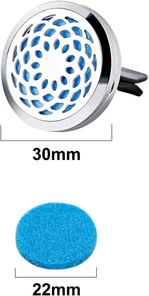 Aromatherapy Essential Oil Car Diffuser Vent Clip Car Fragrance Diffuser Locket Air Freshener Car Diffuser Vent Clip with 30 PCS Refill Pads