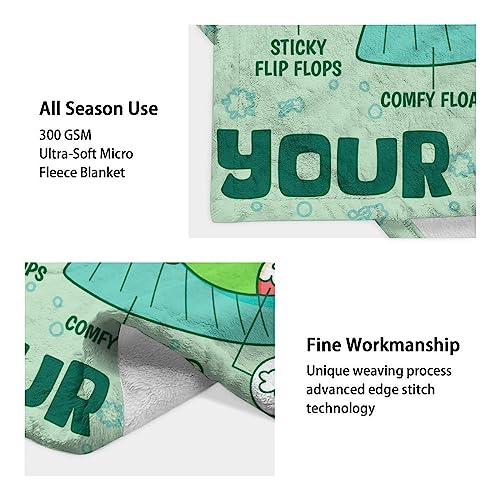 Custom Frog Throw Blanket for Women Men - 60x80 Inches Twin Size - Soft Fluffy Cozy Blankets Gift - Sage Green Funny Blanket Throws for Bed, Sofa, Winter