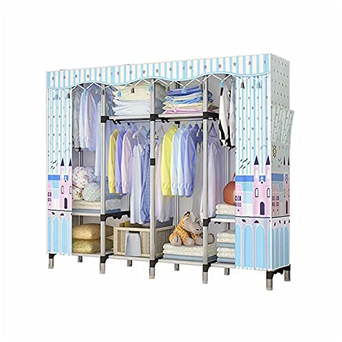 Armario de tela estable para organizar el vestidor familiar en dormitorios grandes color azul