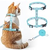 KOOLTAIL Cat Harness and Leash Set, Escape Proof Adjustable Kitten Harness for Walking Travel, Safe & Easy Control Outdoor, Lightweight Soft Pet Harness for Small Medium Large Cats, Green