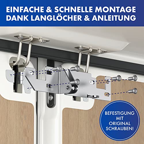 LAINFELD Hecktürverriegelung | Hecktür Einbruchschutz H1/H2 Dach für z.B. FIAT Ducato, Citroen Jumper | Zubehör Camping Wohnmobil | Türsicherung