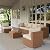 LAUSAINT HOME 7 Pieces Outdoor Patio Furniture, Outdoor Sectional Sofa Patio Furniture Sets Wicker Rattan Patio Conversation Sets with Cushion and Glass Table (Cream White)
