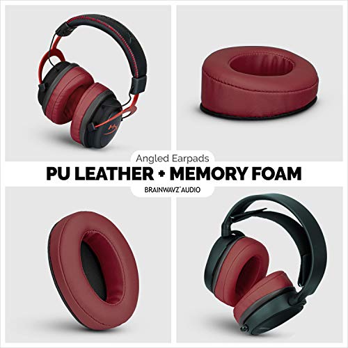 Image of Brainwavz Angled Memory Foam Earpad - Suitable for Large Over The Ear Headphones (Angled, Dark Red)