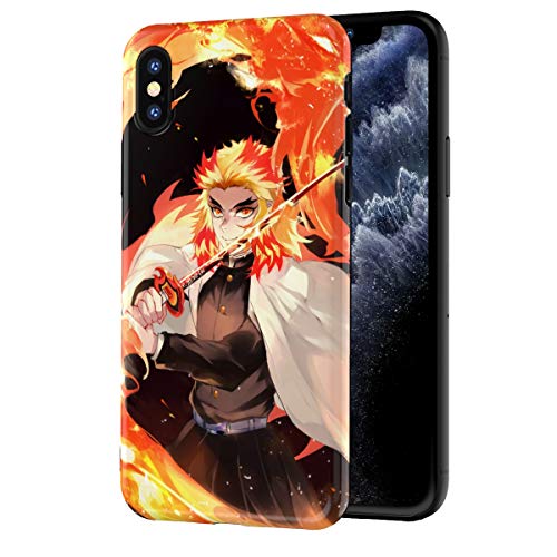 THE DREAMY LIFT iphone X/XS ケース カバー アニメ 漫画 デザイン6個 鬼滅の刃 スマホ アイフォンケース ストラップ おしゃれ IMDTPU かわいい かっこいい フィギュア ソフト 耐衝撃 レンズ保護 脱着簡単 指紋防止 スリム 軽量 傷防止… (iphone X/XS, 煉獄杏寿郎)