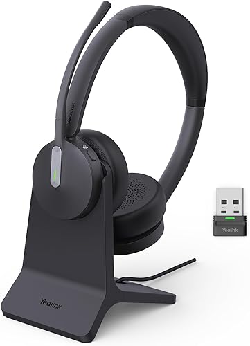 Miniatura 11 de Yealink BH70 con soporte auriculares inalámbricos Bluetooth con micrófono para el trabajo, hasta 35h de duración de batería en conversación, 3