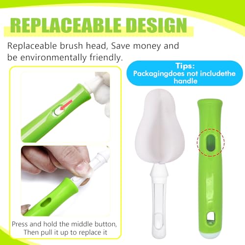 Image of INVODA Nipple Brush Replacement Heads 8PCS Sponge Bottle Brush Head Baby Bottle Nipple Cleaner Detachable Nipple Brush Refill Replacement Head (White)