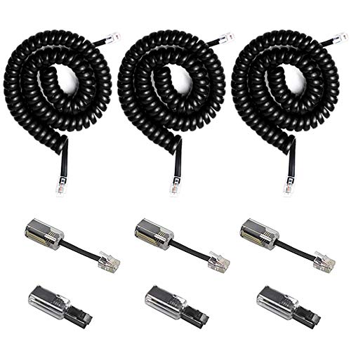 Telephone Handset Cord Detangler, ohCome Telephone Handset Cord Pure-Copper 10Ft Uncoiled (1.4Ft Coiled) and Anti-Tangle Landline Cable Untangler 360 Degree Rotating Swivel Cord/Adapter (3Pack)