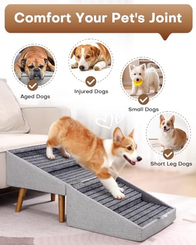 Image of 17.13 inch H Split Ottoman Dog Ramp for Couch and Bed, Non Slip Dog Stairs for Small Medium Large Dogs Cats Puppy