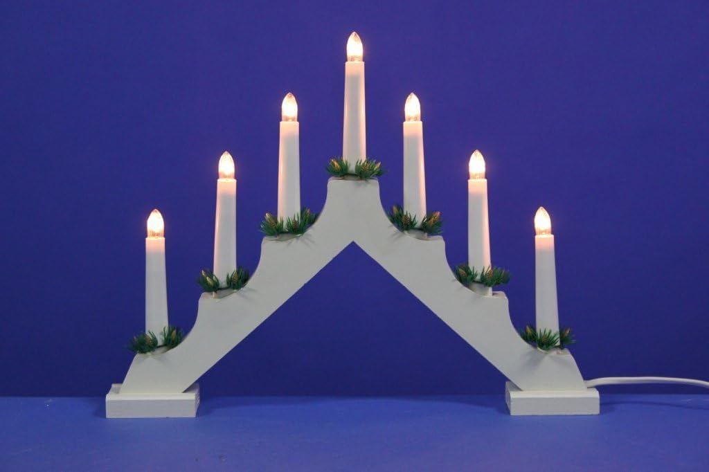 Traditional White Wooden Christmas Candle Bridge