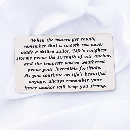 FUSTMW Inspirational Gifts Engraved Wallet Insert Life's Roughest Storms Prove The Strength of Our Anchors Sailor Gifts Navy Encouragement Gift (Anchors Engraved Wallet)2
