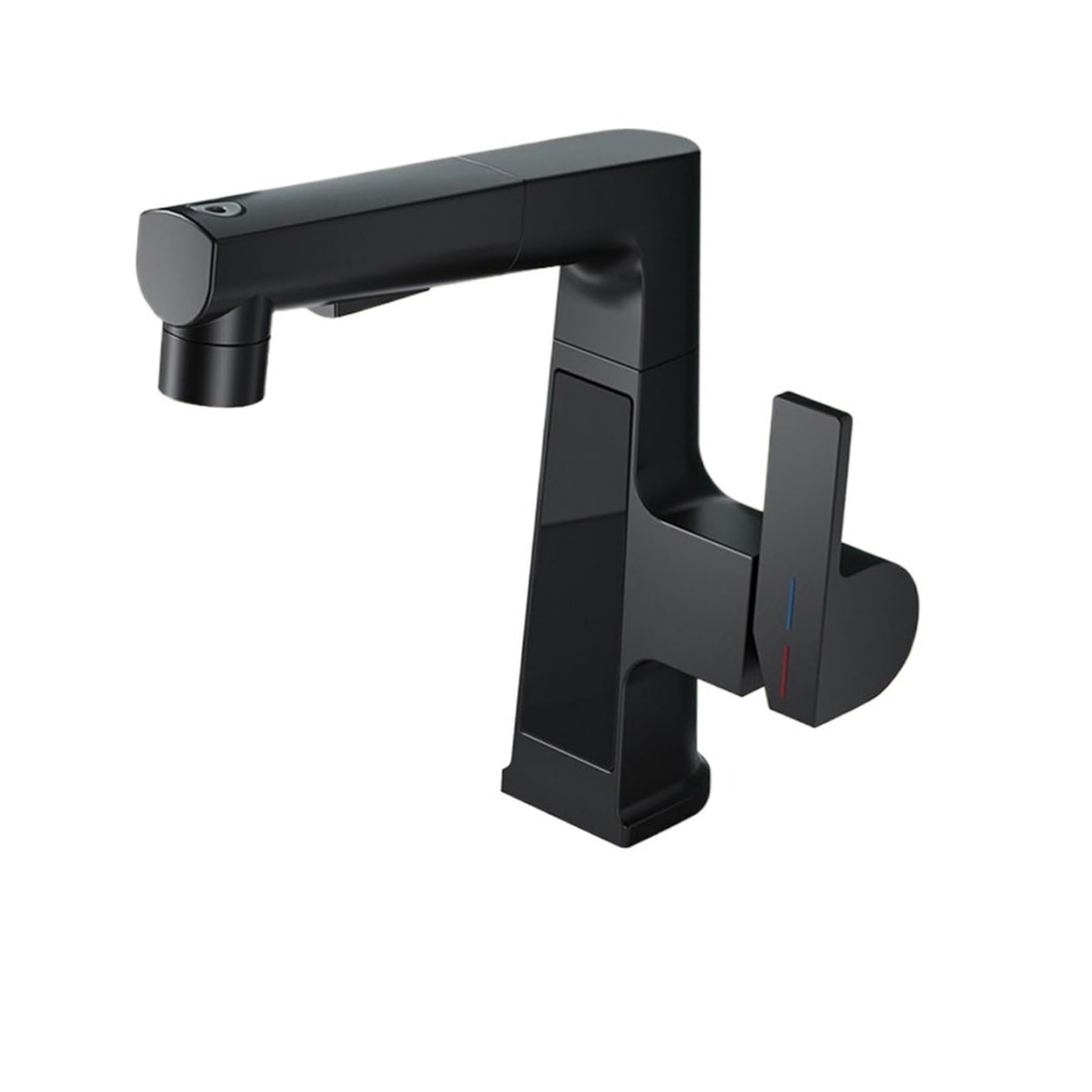 CVFRDD Digital Display Pulling Faucet, ligent Temperature Sensor Brass Washbasin Taps, Rotating Lifting Cold And Hot Water Mixer Tap(Nero)
