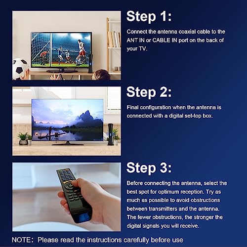 AXFEE Antena TV Portátil Interior/Exteriores, 4K UHD 1080P Digital HD, Receptor de Alta Ganancia, Cable 5m, Recepción de 360° y 200 Millas de Largo Alcance - imagen 4