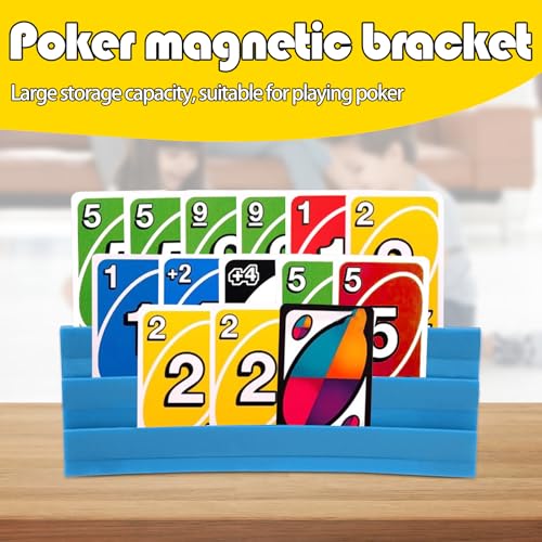 Gatphy Kartenhalter Spielkarten 3 Rampen Spielkartenhalter zum Hinstellen Stackbar mit Magnetische Montage Spielkartenhalter Poker für Feiern Senioren Kinder Arthritis (2 x Blau)