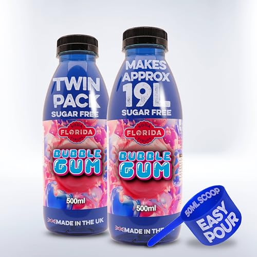 Florida Syrups Flavours Compatible with Sodastream Machines - Soda Drink Flavourings 500 ml (Pack of 2) (500 ml (Pack of 2) Bubblegum Sugar Free)