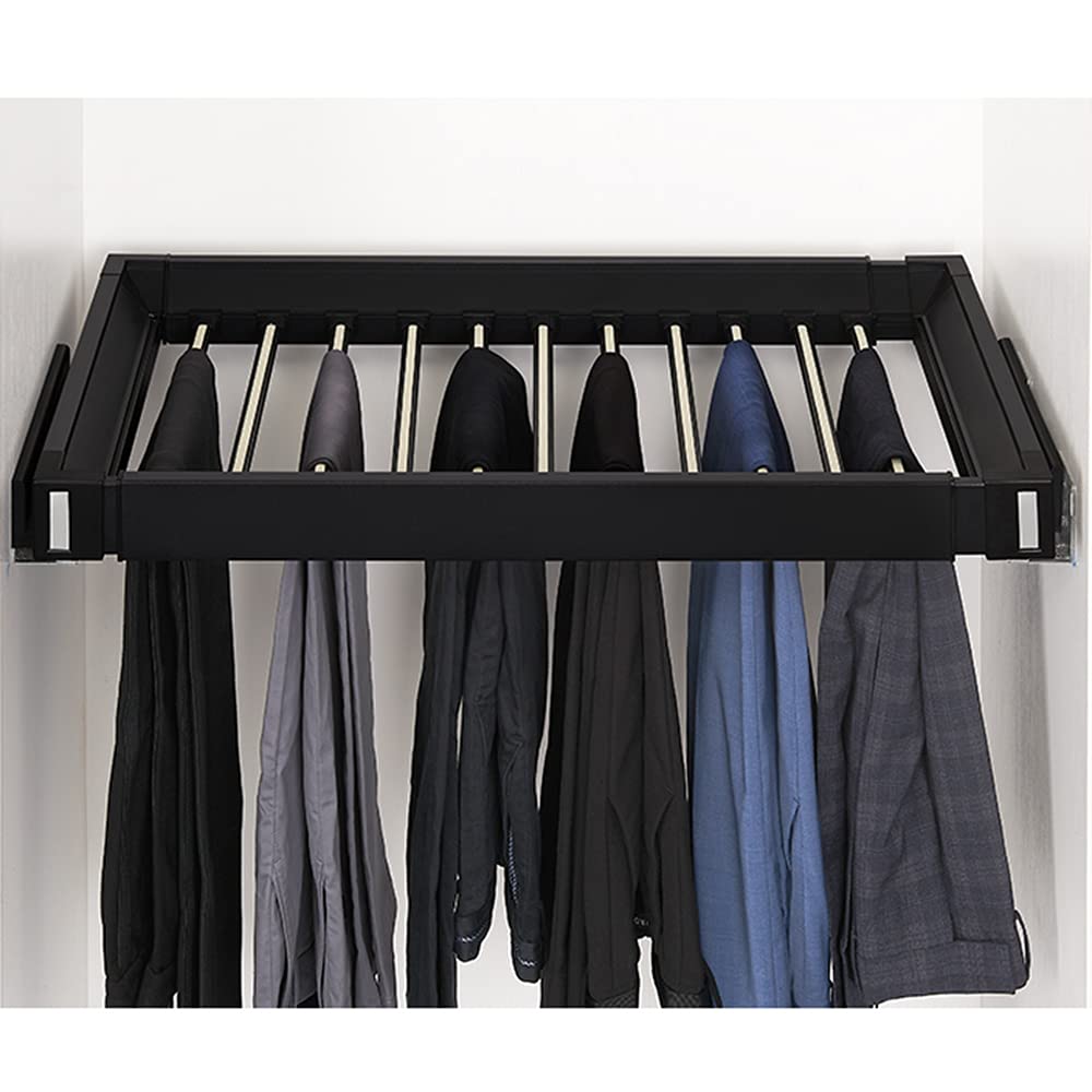 CAFIEDR Adjustable Pants Hanger Rack, Space-Saving Closet Organizer For Jeans, Scarves, Ties *Towels - Pull-Out Storage Solution, Durable Black Design For Efficient Closet Manag,Black.Black-850