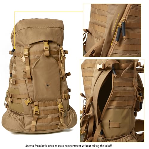 Image of MT Military Army Large Rucksack with Detacheable Assault Backpack Hydration Pack Shoulder Straps and Waist Belt Metal Frame | Detacheable
