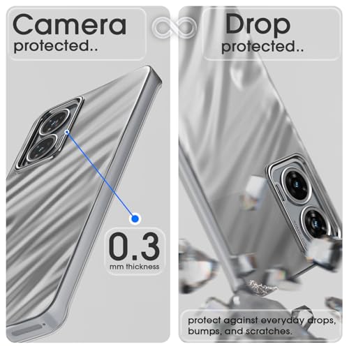 Image of Amazon Basics Back Cover for Motorola Moto Edge 50 Fusion 5G / Motorola Moto G96 5G | Pearl-Marble Swirl Design | Slim Shockproof TPU | Camera Protection Bumper Case (Silver)