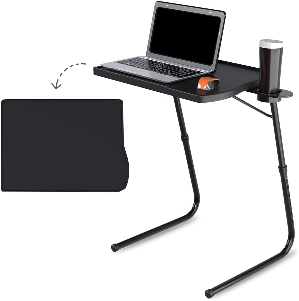 - TABLE MAGIC - Pro Extended Work Space Laptop Table Mat Finish Laptop Table Multipurpose Height Adjustable Work Study Tv Tray Table Lap Desk (Smart, Black), Polypropylene