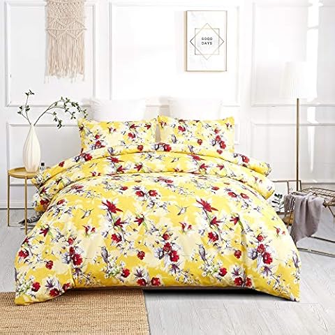 DaDa Bedding Sunshine Yellow Floral Duvet Cover Cover