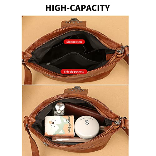 Women's Small Crossbody Bags Multi Pocket Shoulder Handbags PU Leather Messenger Bag with Adjustable Strap3