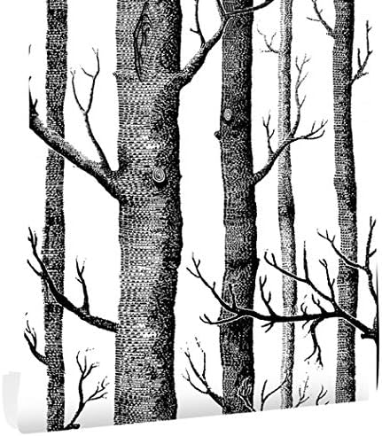 Micpolo 17.7" X 118" Wallpaper for Bedroom Peel and Stick Wallpaper Black and White Wallpaper Birch Tree Contact Paper Self Adhesive Wallpaper Vinyl Film Decor WallCovering Shelf Drawer Liner