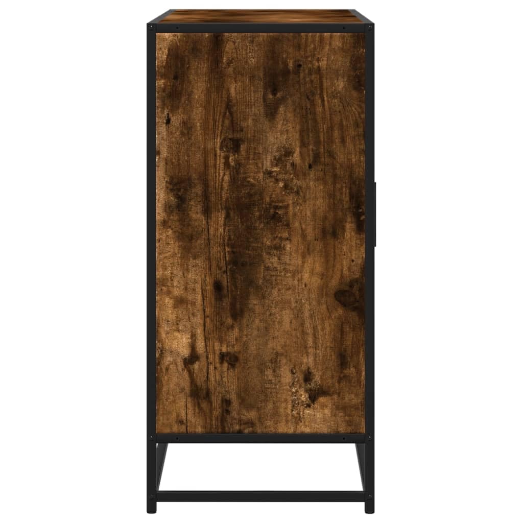 Credenza Rovere Fumo 92x35x76 cm in Legno Multistrato e Metallo