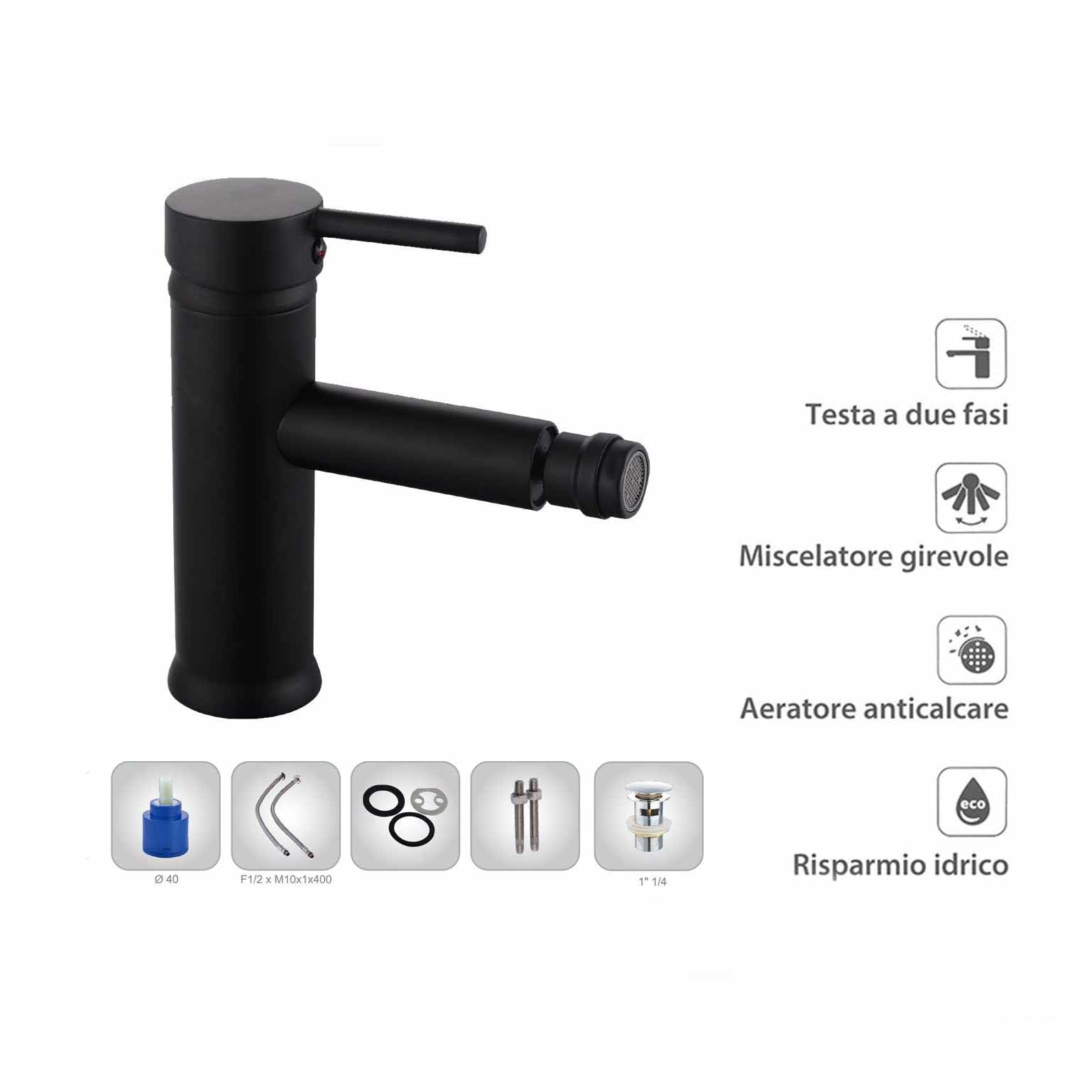 Vetrineinrete® Rubinetto per bagno ultra moderno cromato lucido miscelatore lavabo bidet vasca doccia 87392 (Bidet)