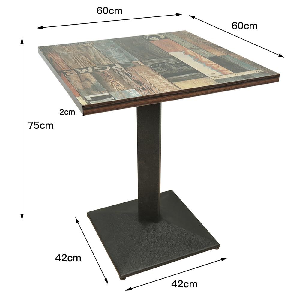 WODFARR Esszimmer Tovaglia Quadrata Singola per 2 Persone da 4 Persone per Soggiorno, Balcone Sala da Pranzo Tavolo Alto Carico Massimo 120 kg, 60x60x75 cm (Retro Floreale)