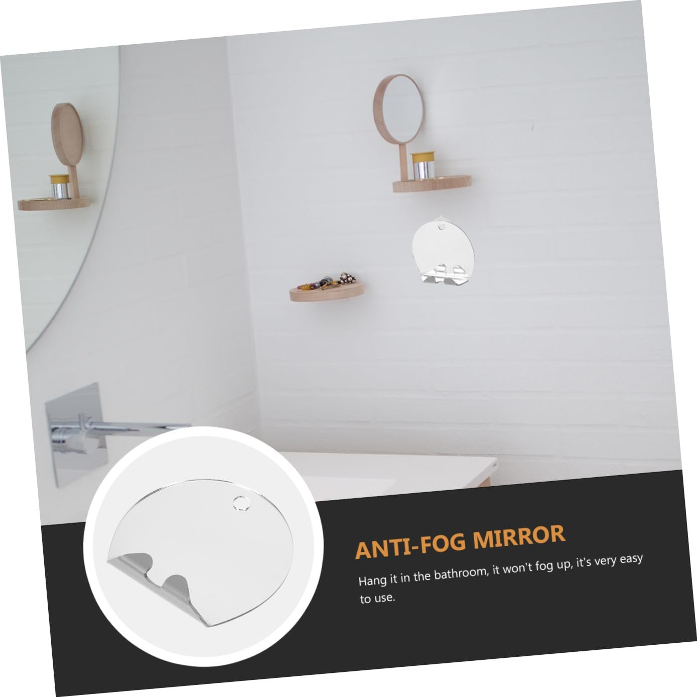 SEWACC Anti-Fog Round Acrylic Makeup Mirror Set, Unbreakable Travel and Bathroom Shaving Mirror with Folding Design for Home Shower Use