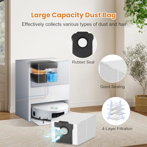Image of 22 Pack Replacement Accessories for Dreame Aqua10 Ultra Roller Robot Vacuum | 1 Pair Main Brush 2 Roller Mops 6 Side Brushes 4 HEPA Filters 6 Dust Bags 1 Cleaning Brush 1 Screwdriver
