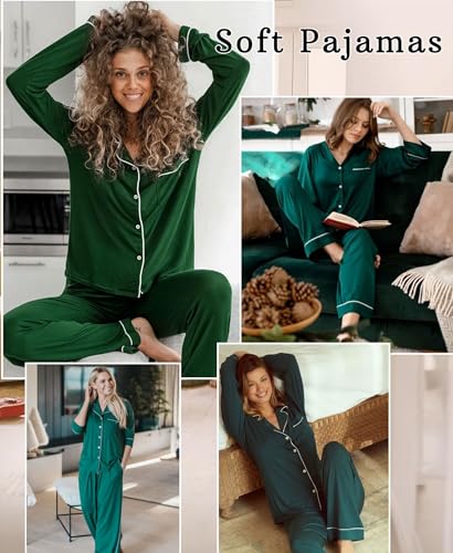 Image of Women's Pajama Sets Long Sleeve Sleepwear Button Up Shirt With Pajama Pants Soft Pjs Lounge Sets