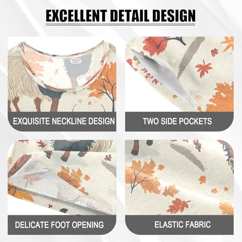 senya Highland Cattle Tree P Summer Pajamas Set Short Cotton Sleepwear 2 Piece4