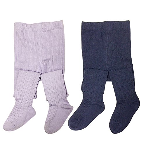 Wrapables Thick Winter Cotton Ribbed Tights for Girls (Set of 2)