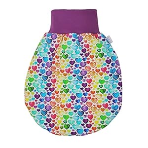 Lilakind Baby kinderen zomer slaapzak trappelzak met ritssluiting Jersey harten bont maat XXL – Made in Germany, Kleurrijk met ritssluiting, 78 cm lang