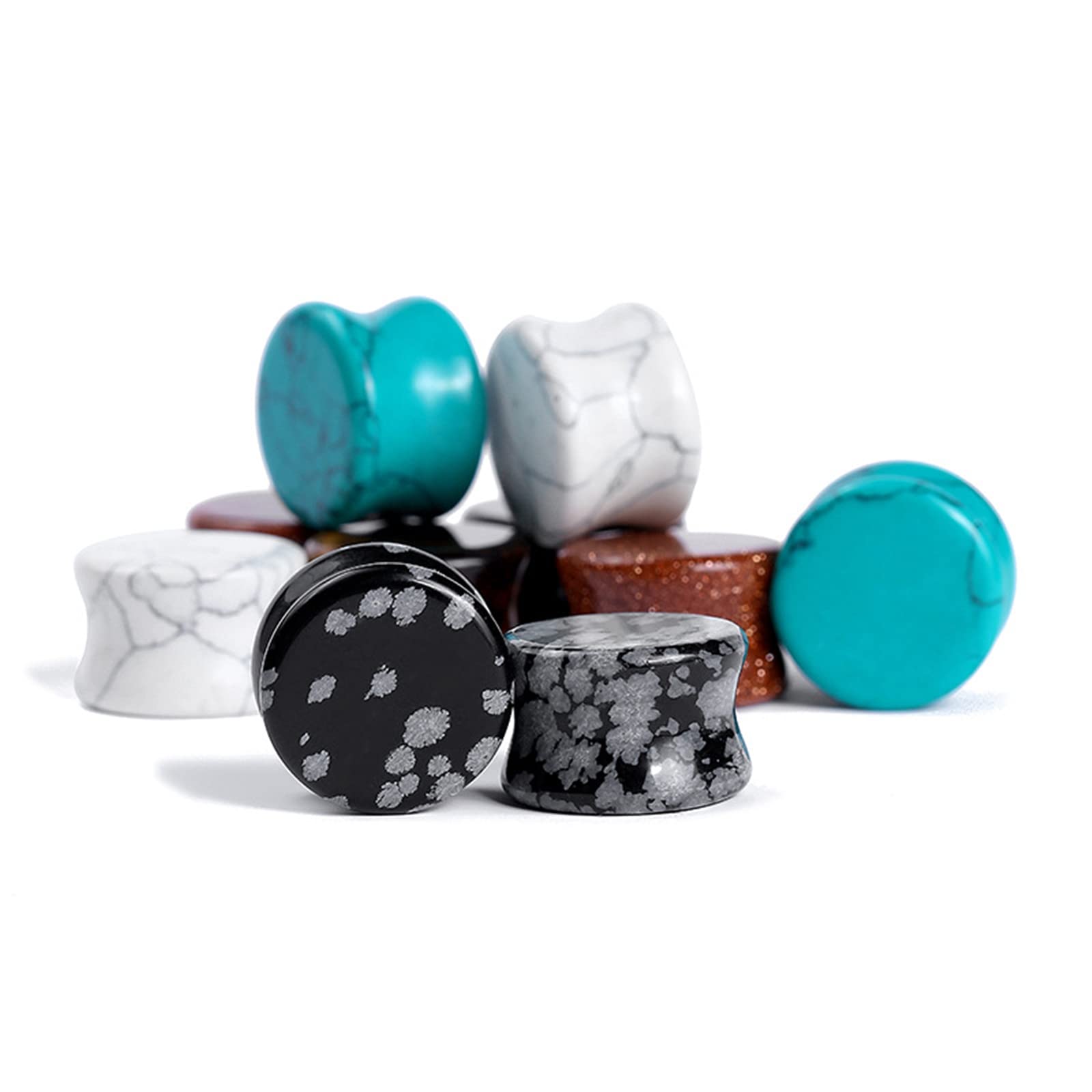 Stein Ohr Plug 6-20mm Tunnel Ohrringe Damen Mehrfarbig Stein Tunnel Ohrringe Set, 16 Stück