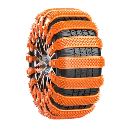 Chaînes à Neige pour Auto, Chaîne à Neige pour Voiture, Chaine Neige Antidérapantes Universelles, Hiver Pneus Anti-dérapage Chaînes, Réglables, pour Voitures Camions SUV Moto Vélo (Orange)