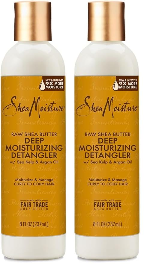 Image of SheaMoisture Raw Shea Butter Deep Moisturizing Detangler for Dry, Damaged Hair, Hair Styling Product Formulated with Sea Kelp and Argan Oil 8 oz,(Pack of 2)