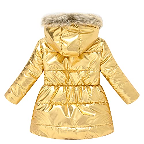 Girl's Winter Coat Warm Fleece Puffer Jacket Waterproo𝚏 Parka with Faux Fur Hood Winter Coats for3