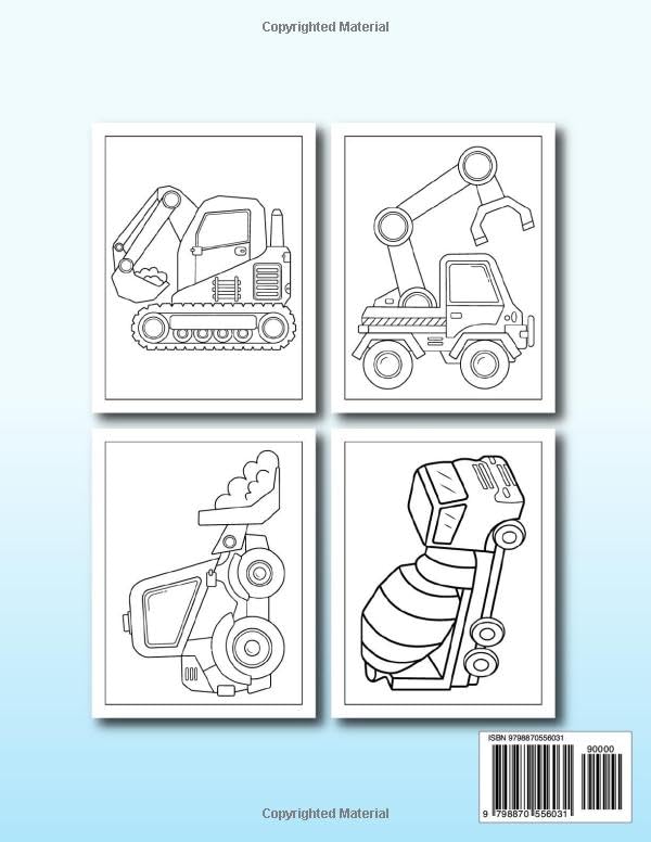 Construction Vehicles Coloring Book For Toddlers Age 2-5: 30 Fun and Simple Vehicle Designs for Toddlers and Kids - Image 2