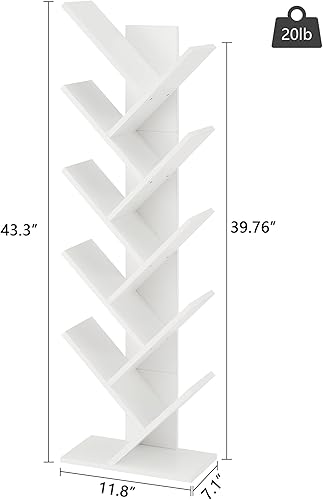 Miniatura 3 de Hoctieon Estantería de árbol de 10 niveles, estantería de 10 estantes, estantería de árbol de pie independiente, estante de pie para libros,