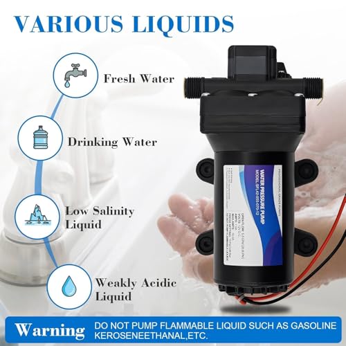 Image of 5059-1310-D011 12V 5.3 GPM Automatic Demand Diaphragm Water Pump With 60 PSI Built-In Pressure Switch Viton Valves Self-Priming & 1 /2 inch NPTF Port For RVs