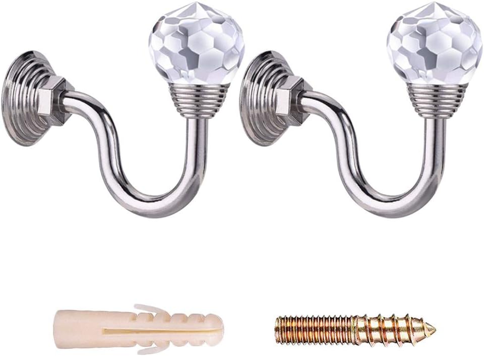 U Shaped Window Hanging Hold Curtain Holder Crystal Ball Vintage Hooks 2pcs Large Wall Mounted Hanger