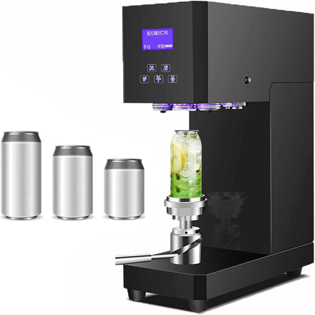 JUMEIYP Automatic Can Sealing Machine, 370W Commercial Milk Tea Drink Beverage Seal Seamer with Intelligent Panel & Counting Bottle Sealing Machine for 52-58mm Diameter Tin Glass Pop