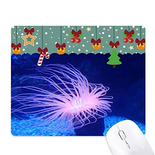 Tapis de souris Noël bleu océan en caoutchouc antidérapant pour ordinateur