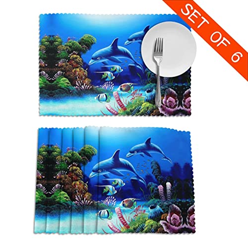 Sets de table dauphin anti-tache lavables contre les rayures de table