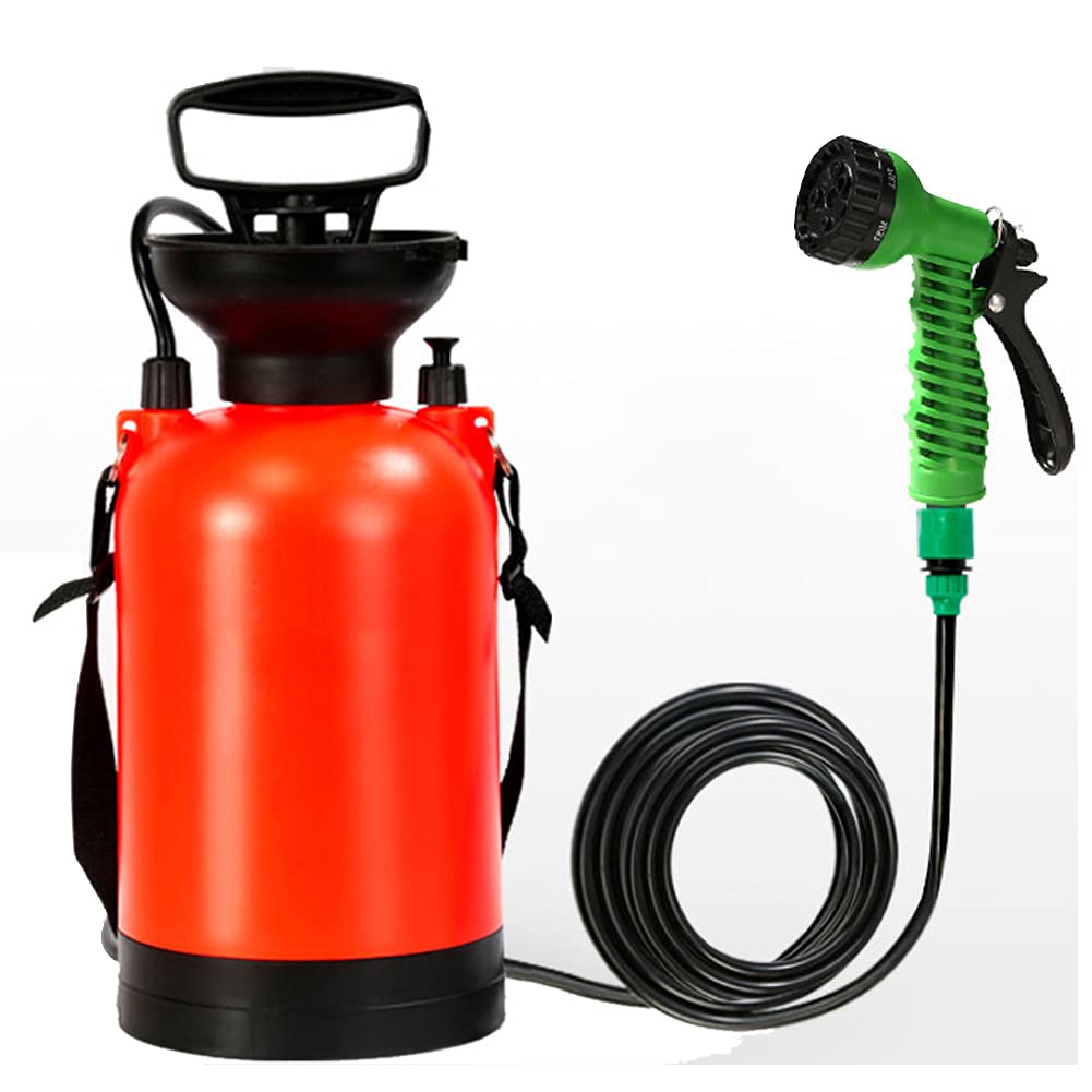Spruzzatore da giardino, spruzzatore multifunzionale a pressione con pompa da giardino e prato con valvola limitatrice di pressione, tracolla regolabile Irrigatore pneumatico manuale(5L)
