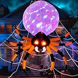 JOYIN 8 FT Halloween Inflatable Giant Spider Outdoor Decorations, Blow Up Spider Yard Decorations with Rotating Colorful Light and Glowing Eyes for Halloween Party Lawn Garden Outside Decor