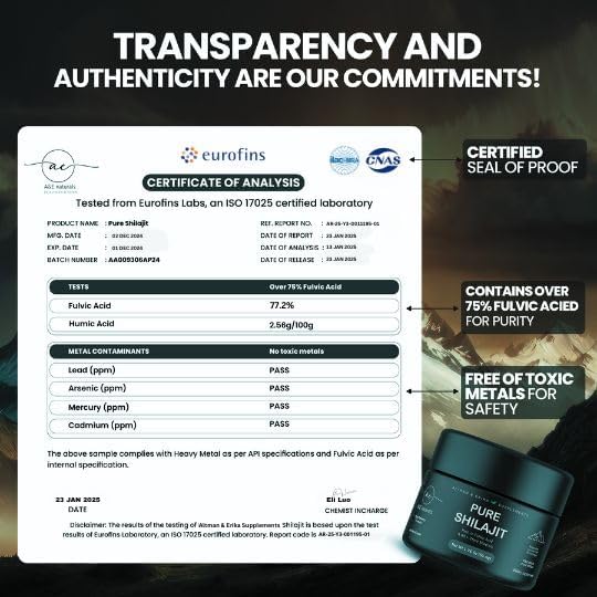 Miniatura 5 de Altman & Erika A&E Naturals Resina Shilajit Resina orgánica del Himalaya de alta calidad, ácido fúlvico y más de 85 oligominerales  Grado puro A