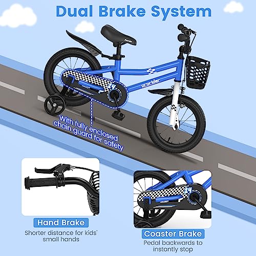 Image of BABY JOY Kids Bike, 12 14 16 18 Inch Boys Girls Bike for 3-8 Years w /Training Wheels, 20 Inch Children Bicycle for 8+ Teens w /Kickstand, Handbrake, Coaster Brake & Removable Basket, Sporty Bicycle